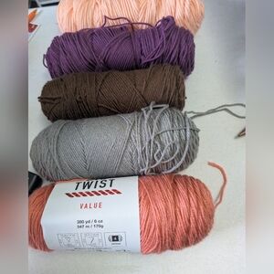 Big Twist, I Love This Yarn - Peach, Purple, Brown, Gray, Coral,Blue-bundle